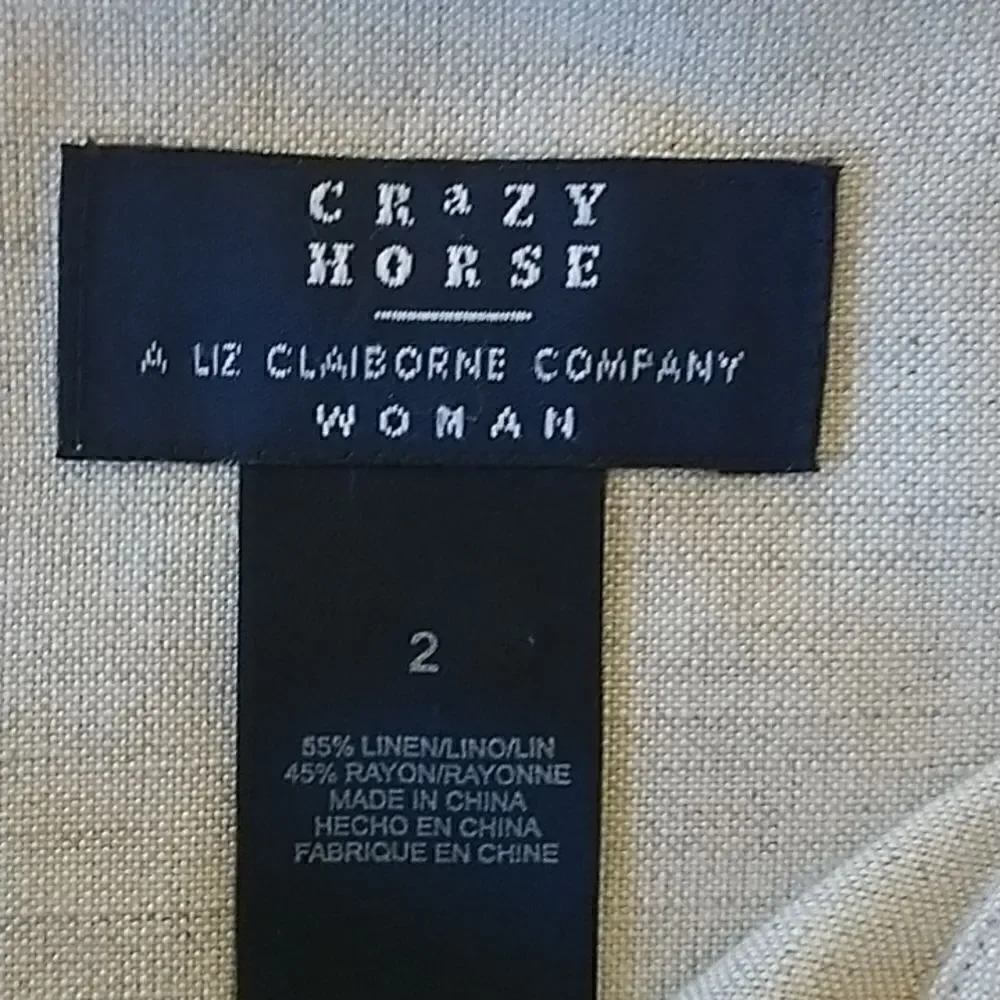 Crazy Horse Liz Claiborne Woman linen blend blouse top shirt size 2_6